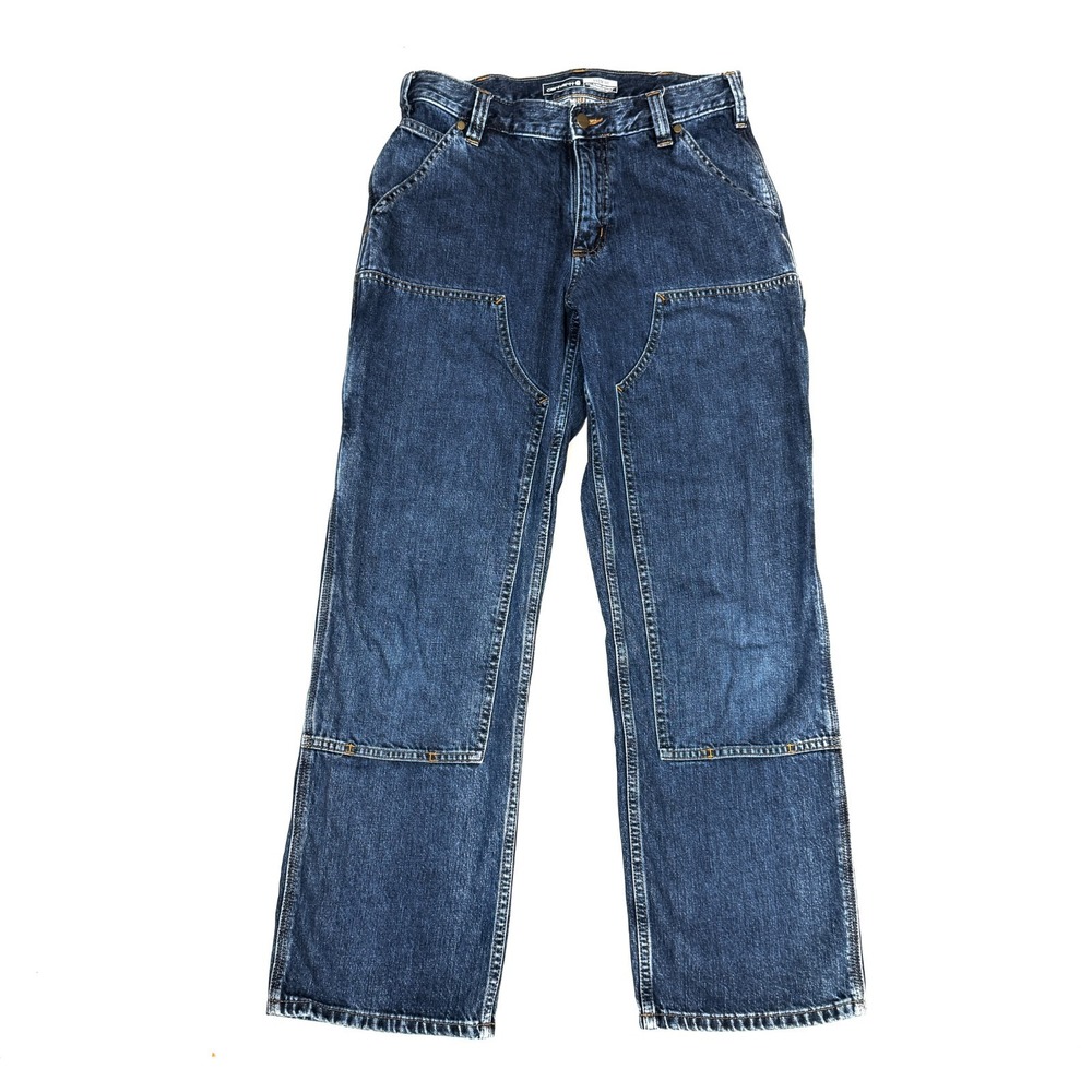 Carhartt Logger Jeans Men's W30 L30 Blue Denim Straight Double-Front Loose Fit